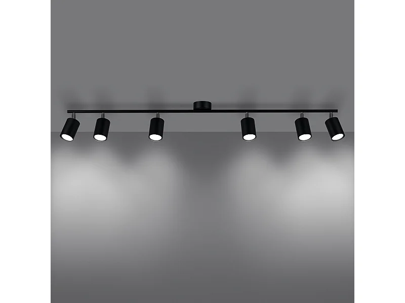 Deckenlampen Torim modern aus  Stahl - 6 lichtquellen 3000K - L.135 x H. cm - Schwarz