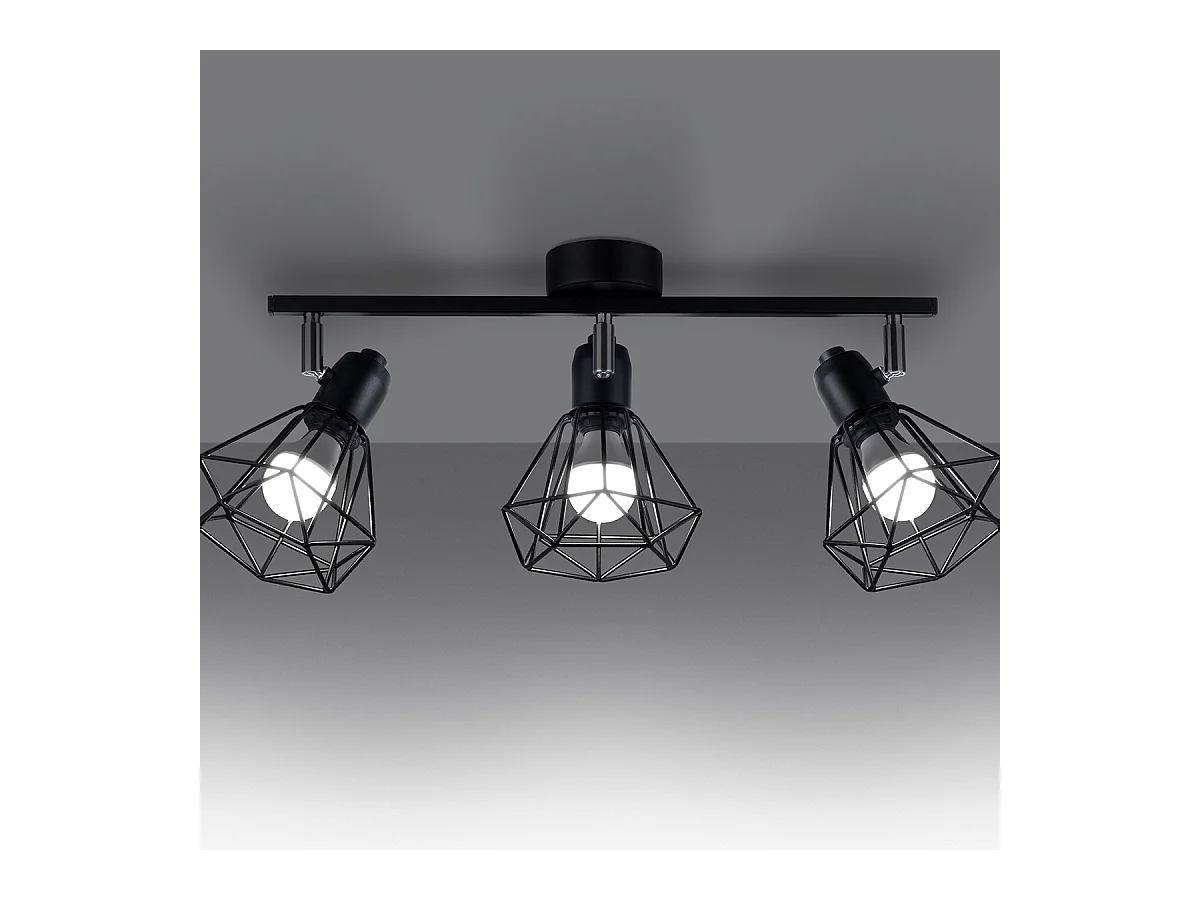 Plafondlampen Lunova modern van  - 3 lichtbronnen 4000K - L.52 x H.19 cm - zwart