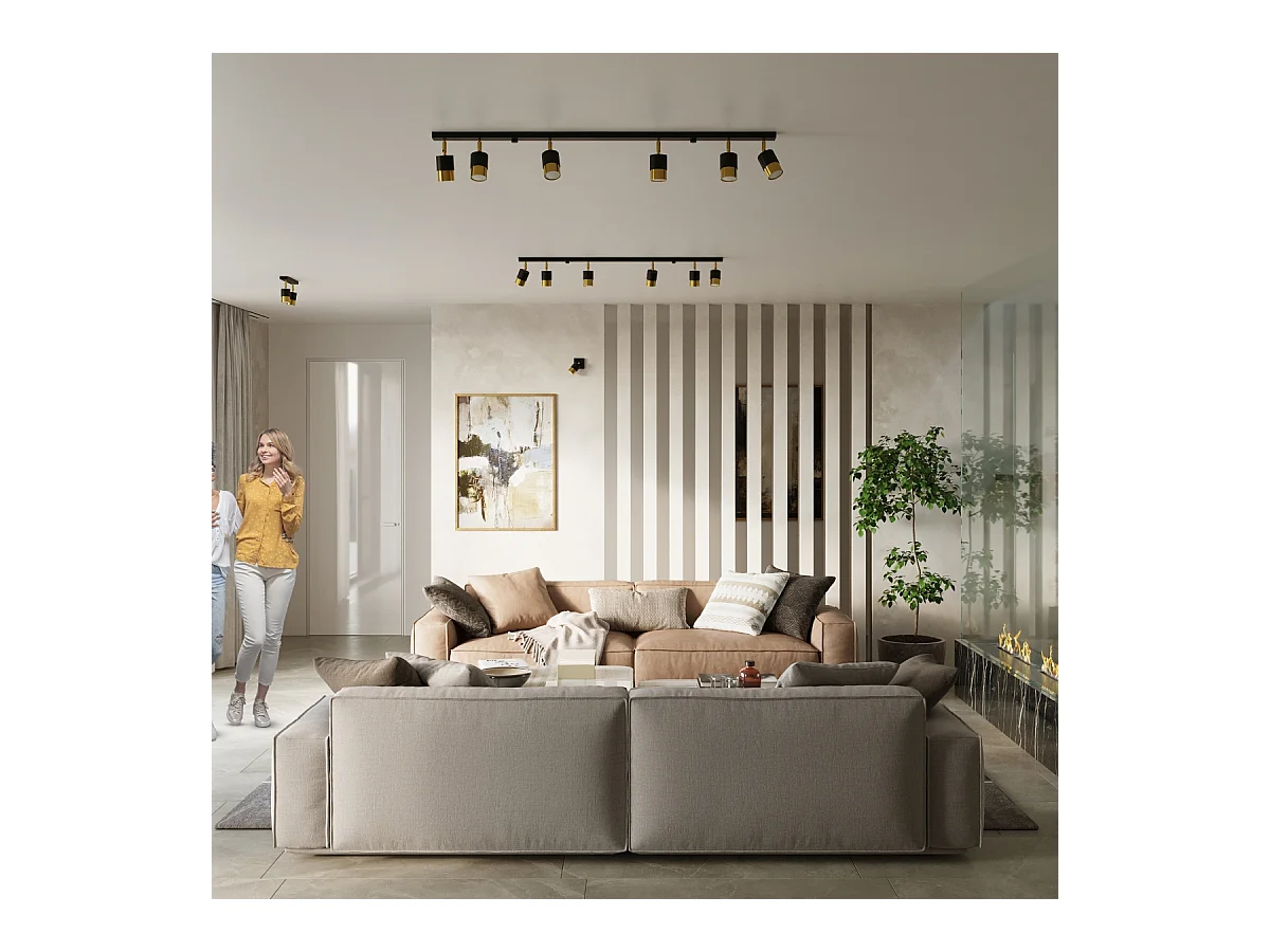 Lámparas de techo Alvor moderno de acero - 3 fuentes luminosas 3000K - L.45 x A.18 cm - oro negro