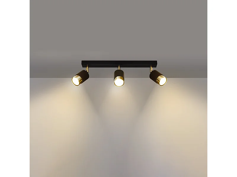 Plafonniers Alvor moderne en acier - 3 sources lumineuses 3000K - L.45 x H.18 cm - or noir