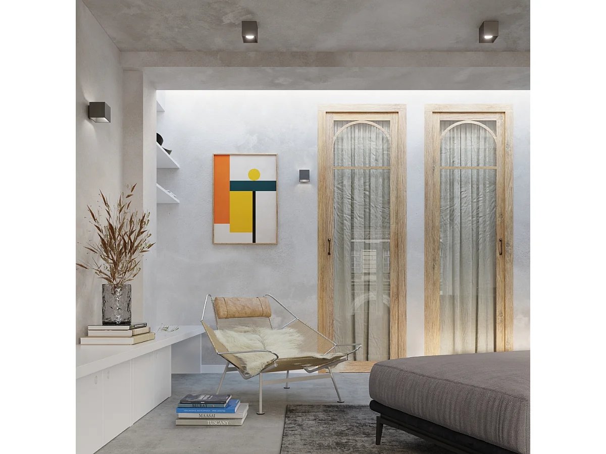 Plafonniers Quadx moderne en aluminium - 1 sources lumineuses 4000K - L.10 x H.10 cm - anthracite