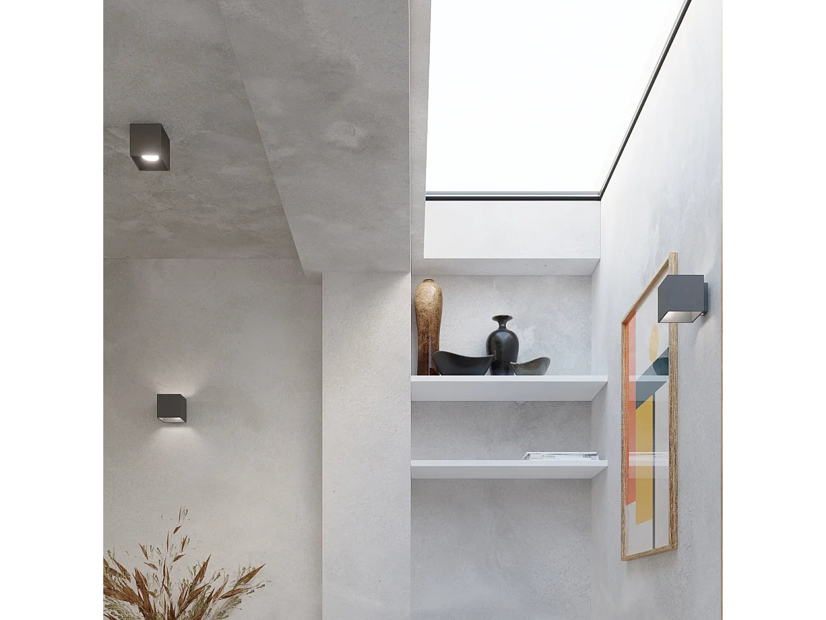 Plafonniers Quadx moderne en aluminium - 1 sources lumineuses 4000K - L.10 x H.10 cm - anthracite