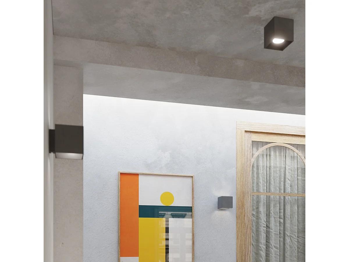 Plafonniers Quadx moderne en aluminium - 1 sources lumineuses 4000K - L.10 x H.10 cm - anthracite