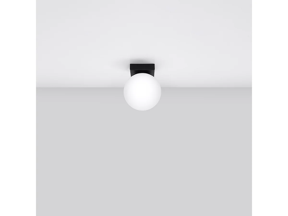 Plafonniers Zynfi moderne en acier/verre - 1 sources lumineuses 3000K - L.12 x H.14,5 cm - noir