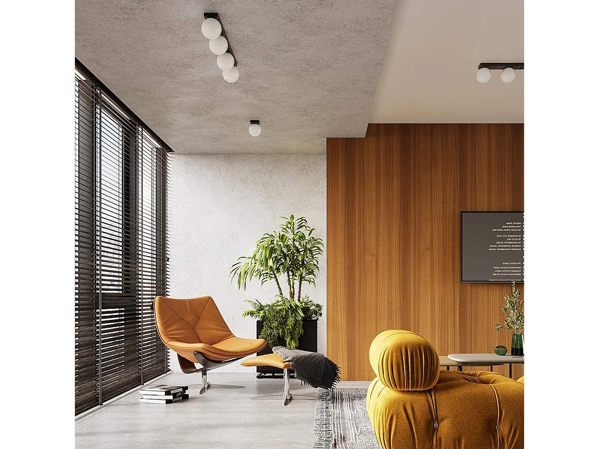 Plafonniers Zynfi moderne en acier/verre - 1 sources lumineuses 3000K - L.12 x H.14,5 cm - noir