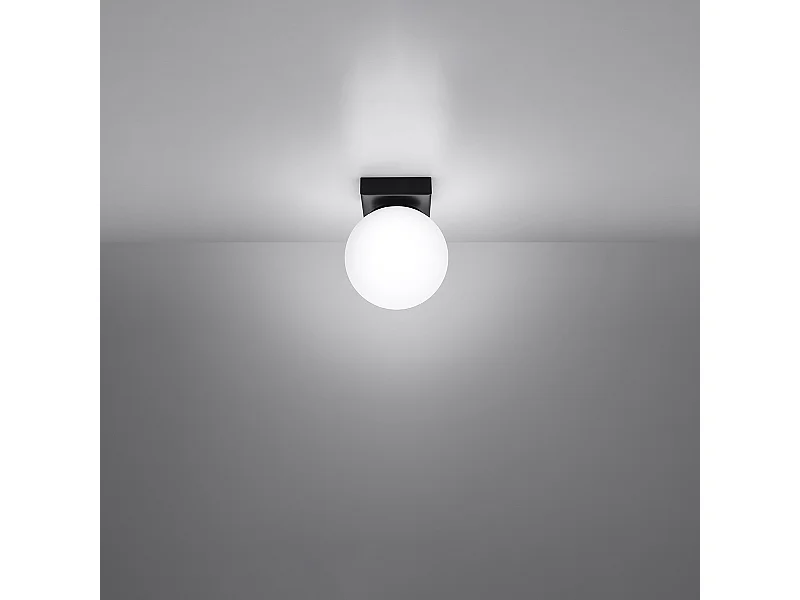 Plafonniers Zynfi moderne en acier/verre - 1 sources lumineuses 3000K - L.12 x H.14,5 cm - noir