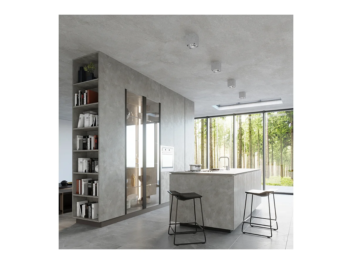 Plafonniers Solvex industriel en béton - 1 sources lumineuses 4000K - L.14 x H.14 cm - gris