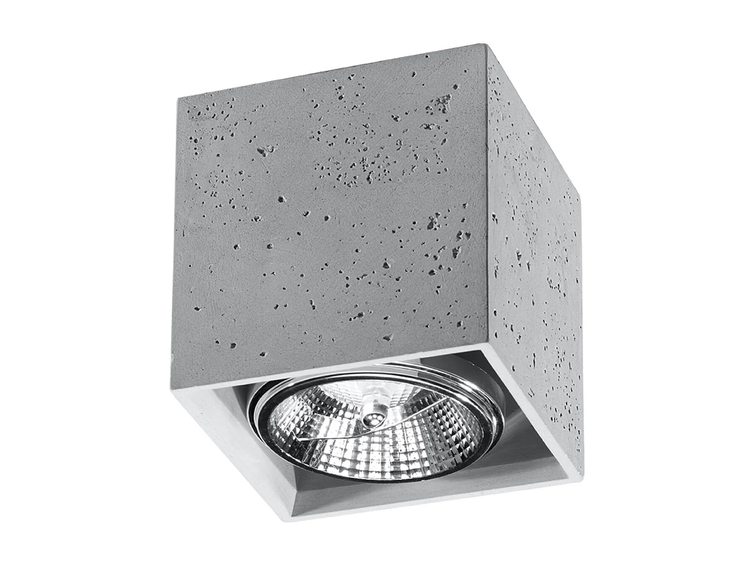 Plafonniers Solvex industriel en béton - 1 sources lumineuses 4000K - L.14 x H.14 cm - gris
