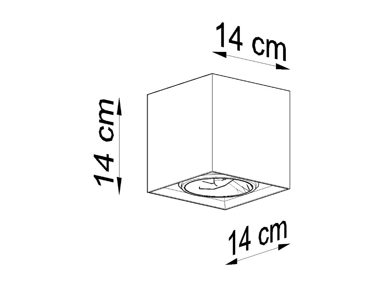 Plafonniers Solvex industriel en béton - 1 sources lumineuses 4000K - L.14 x H.14 cm - gris