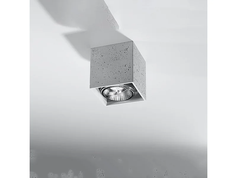 Plafonniers Solvex industriel en béton - 1 sources lumineuses 4000K - L.14 x H.14 cm - gris