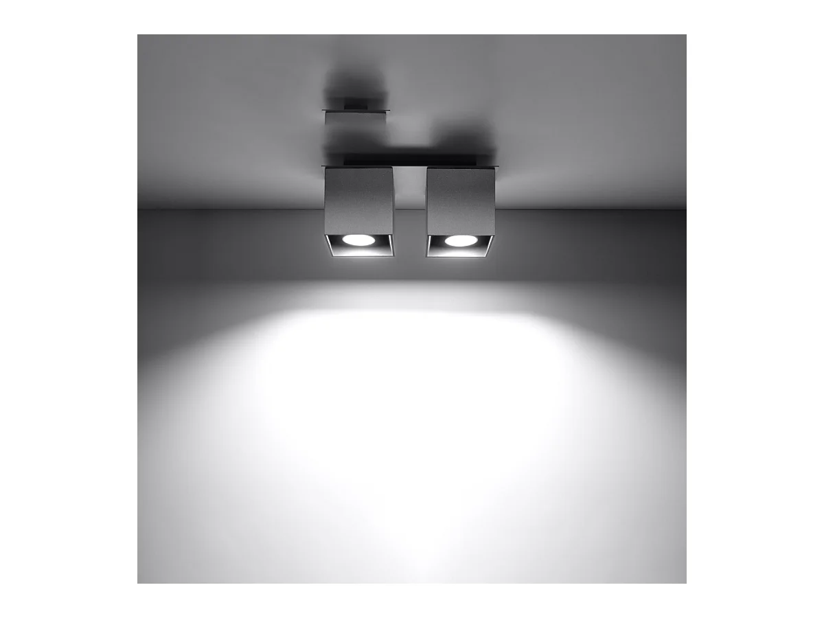 Lámparas de techo Quadx moderno de aluminio - 2 fuentes luminosas 4000K - L.26 x A.12 cm - gris