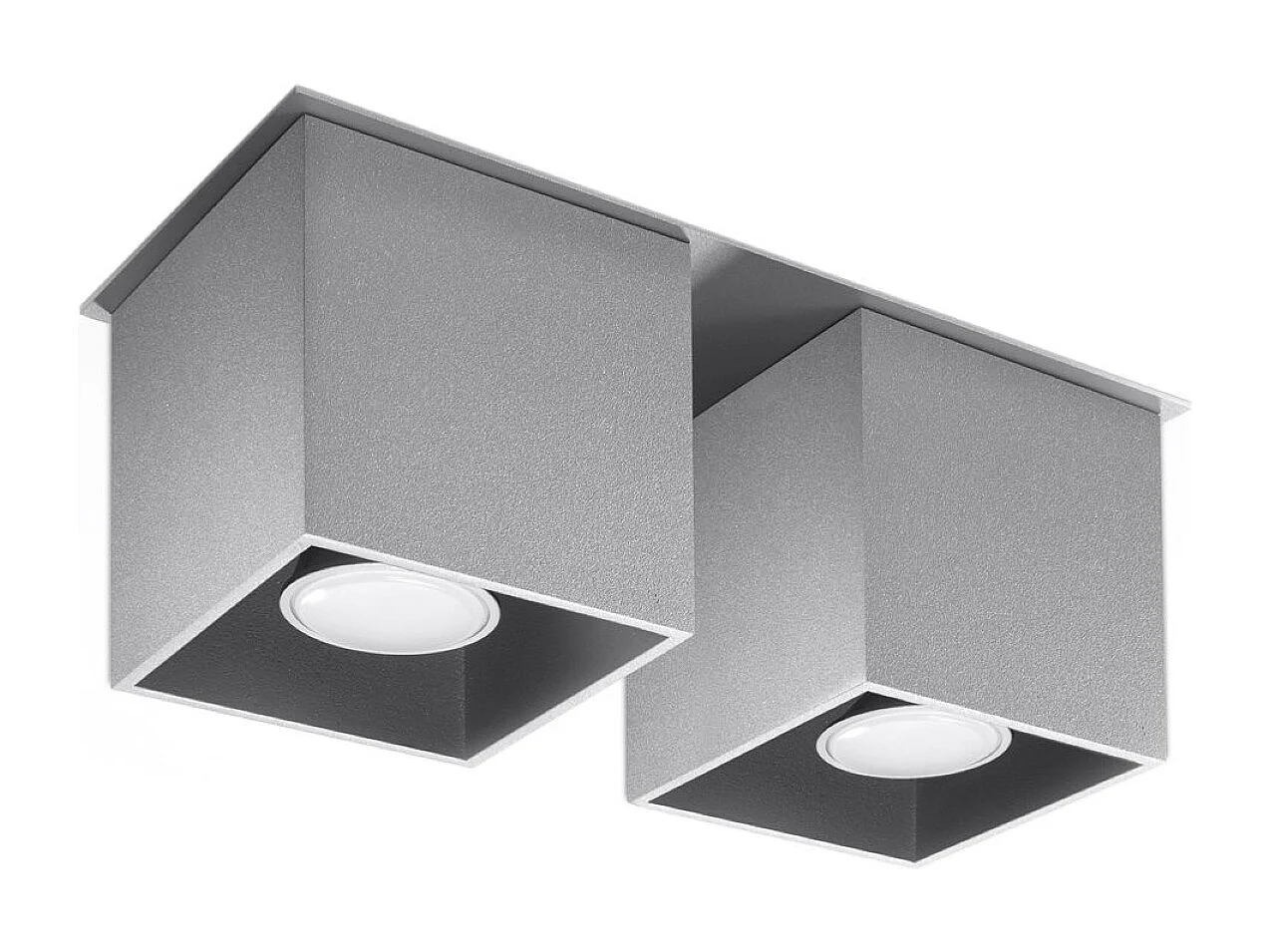 Plafonniers Quadx moderne en aluminium - 2 sources lumineuses 4000K - L.26 x H.12 cm - gris