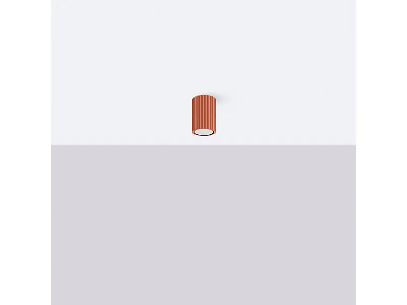 Plafonnier Gloow minimaliste en aluminium - 1 sources lumineuses 4000K - L.6,5 x H.10 cm - ocre rouge