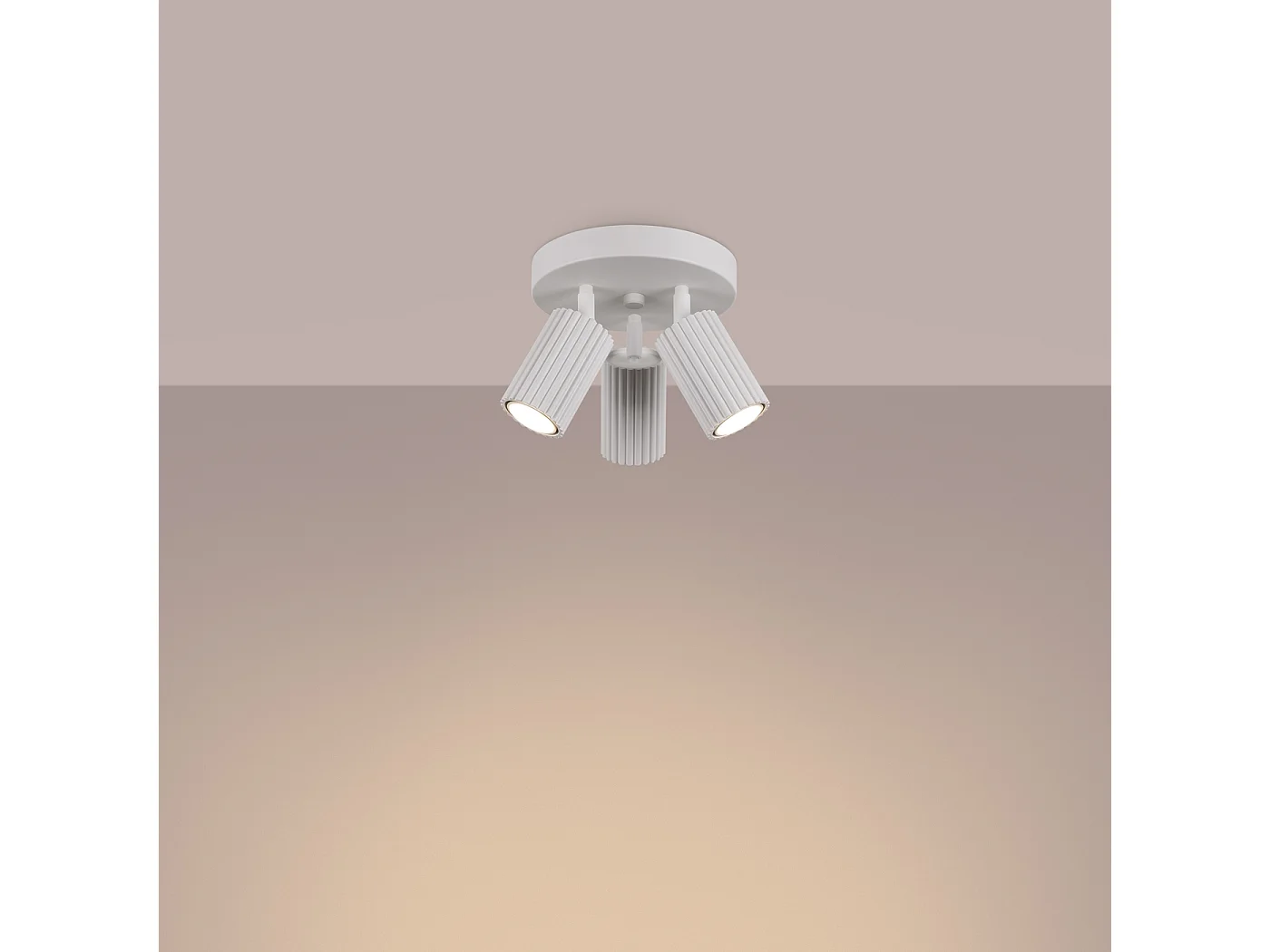 Plafonnier Gloow minimaliste en aluminium - 3 sources lumineuses 4000K - L.19,5 x H.18 cm - blanc