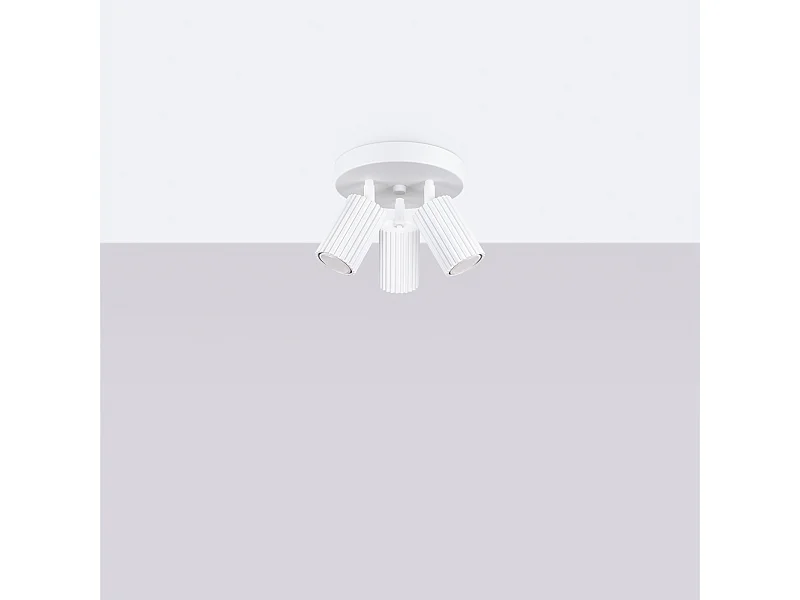 Plafonnier Gloow minimaliste en aluminium - 3 sources lumineuses 4000K - L.19,5 x H.18 cm - blanc