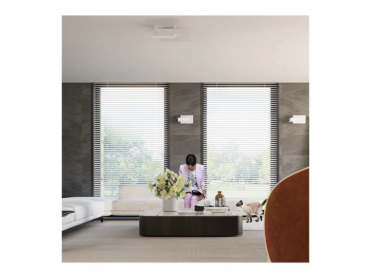 Plafonniers Nappo scandinave en bois/verre - 2 sources lumineuses 4000K - L.40 x H.47,5 cm - blanc