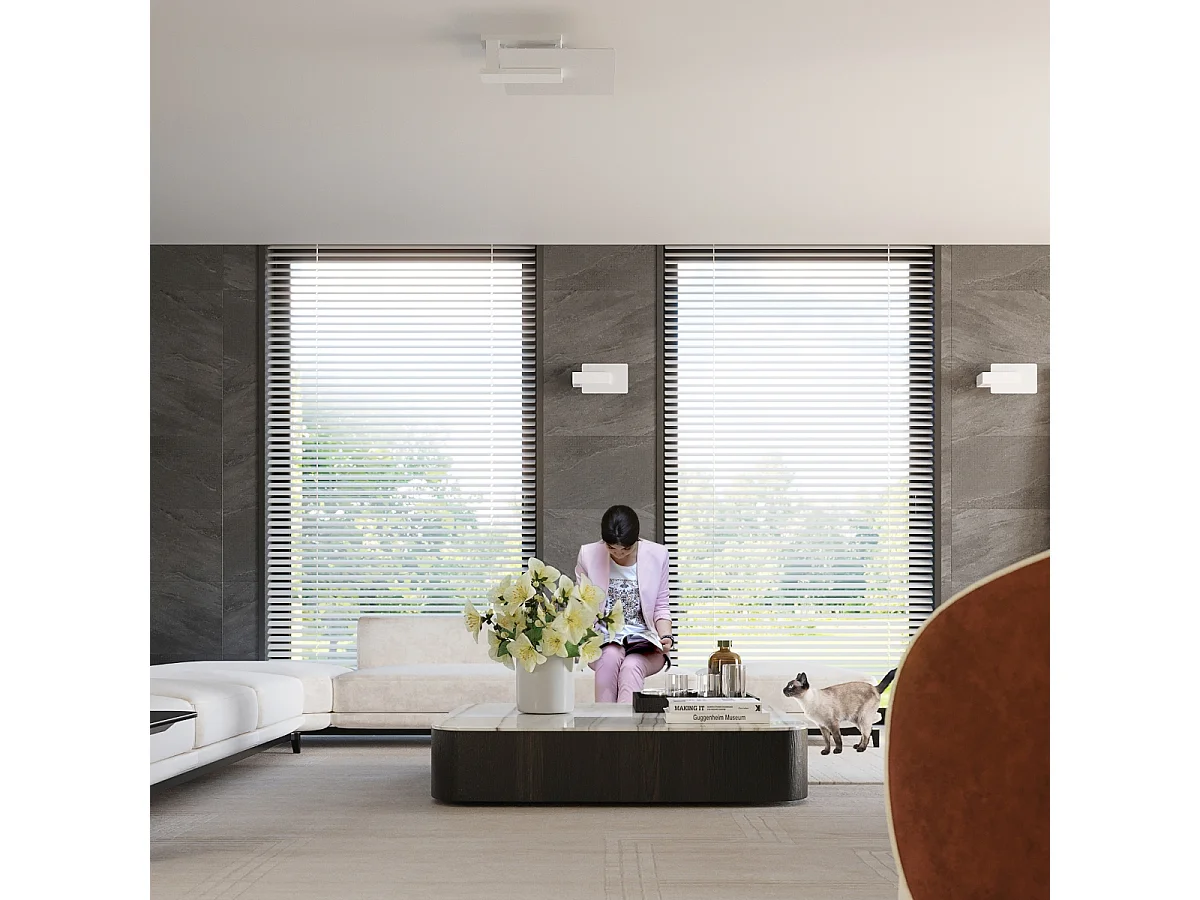 Plafonniers Nappo scandinave en bois/verre - 2 sources lumineuses 4000K - L.40 x H.47,5 cm - blanc