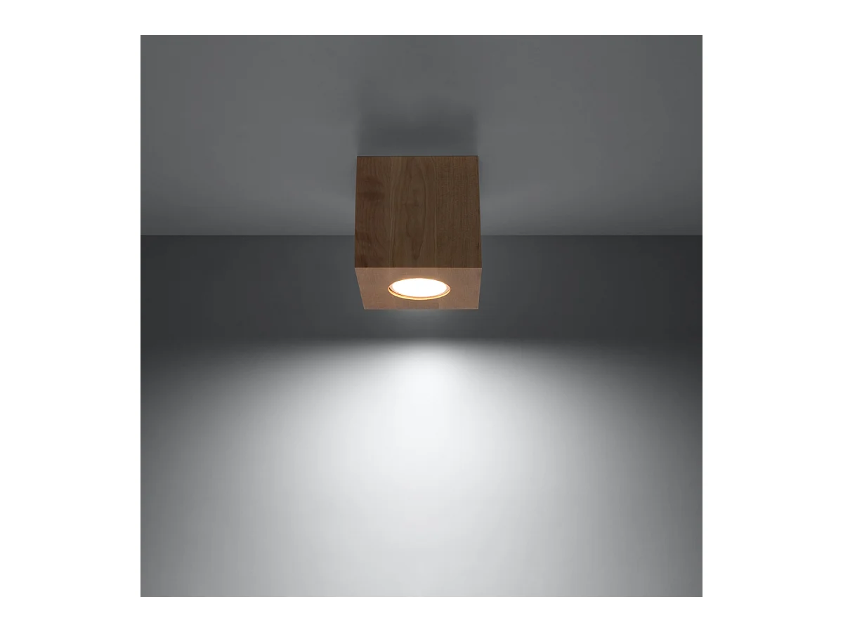 Plafonniers Quadx scandinave en bois - 1 sources lumineuses 4000K - L.10 x H.10 cm - bois naturel