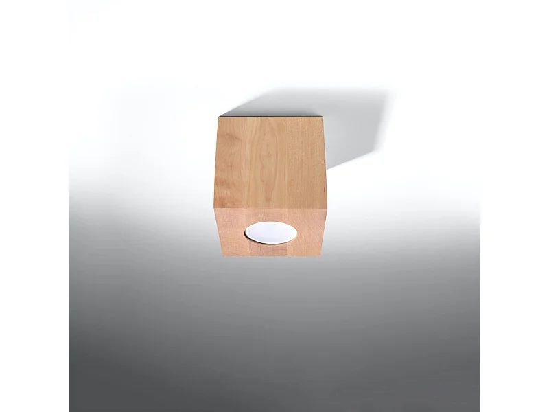 Plafondlampen Quadx Scandinavisch van  - 1 lichtbronnen 4000K - L.10 x H.10 cm - natuurlijk hout