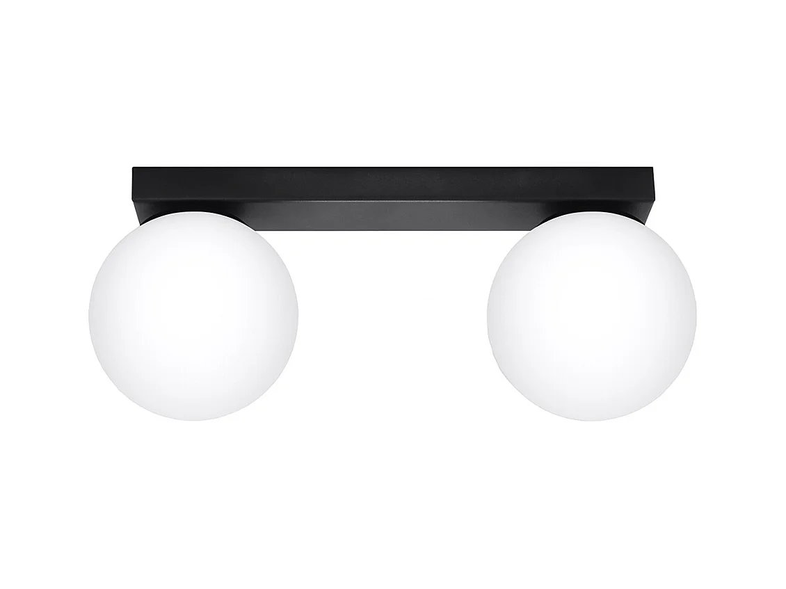 Plafonniers Zynfi moderne en acier/verre - 2 sources lumineuses 4000K - L.34,5 x H.14,5 cm - noir