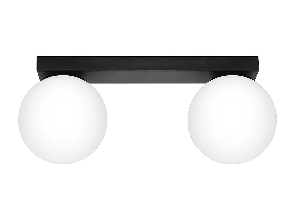 Plafonniers Zynfi moderne en acier/verre - 2 sources lumineuses 4000K - L.34,5 x H.14,5 cm - noir