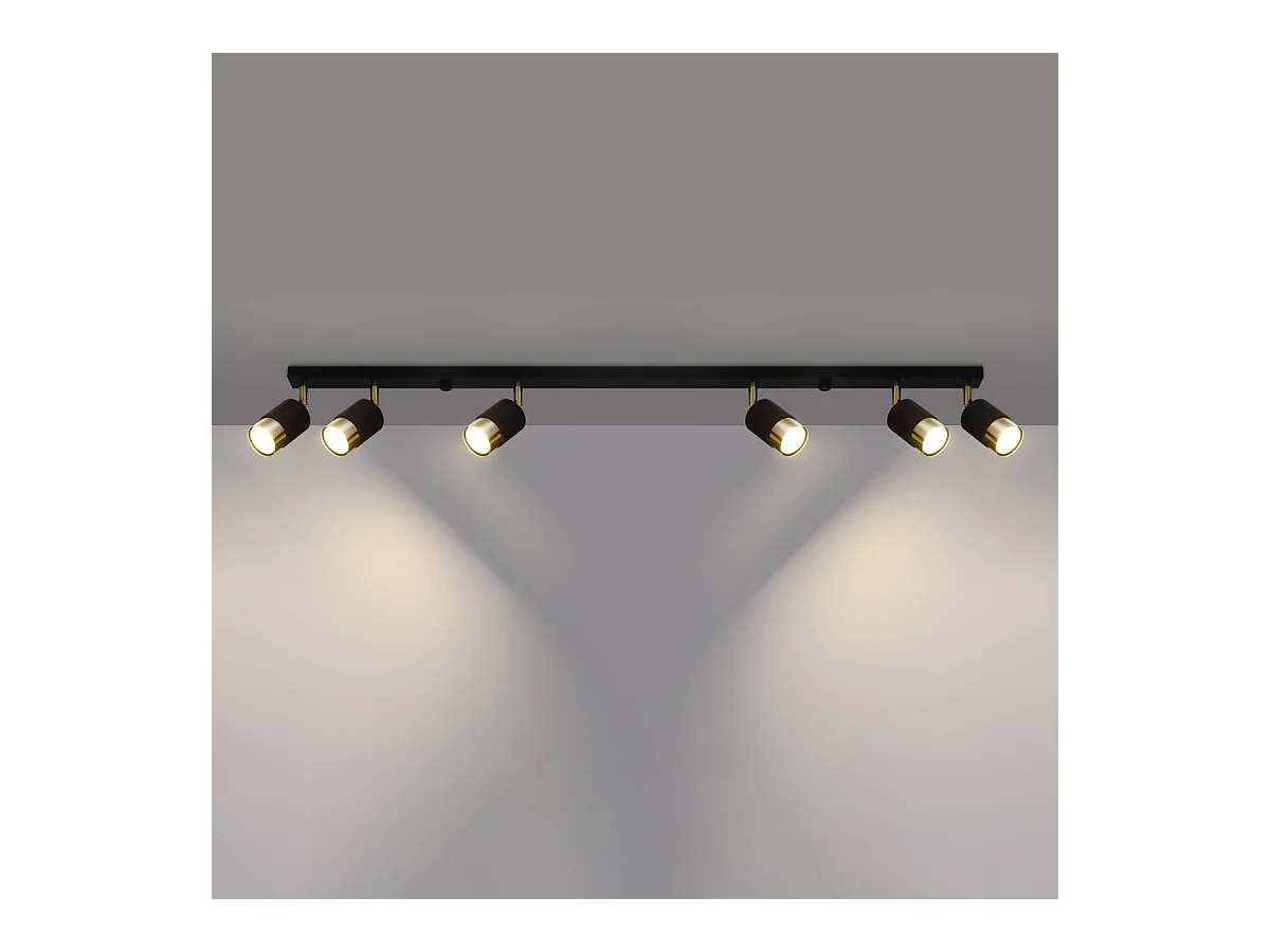 Plafondlampen Alvor modern van  - 6 lichtbronnen 4000K - L.117 x H.18 cm - zwart goud