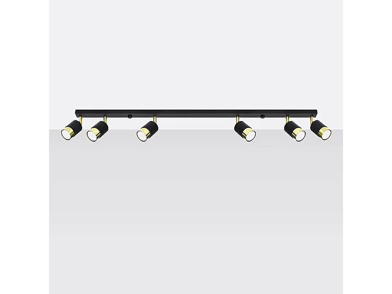 Plafondlampen Alvor modern van  - 6 lichtbronnen 4000K - L.117 x H.18 cm - zwart goud