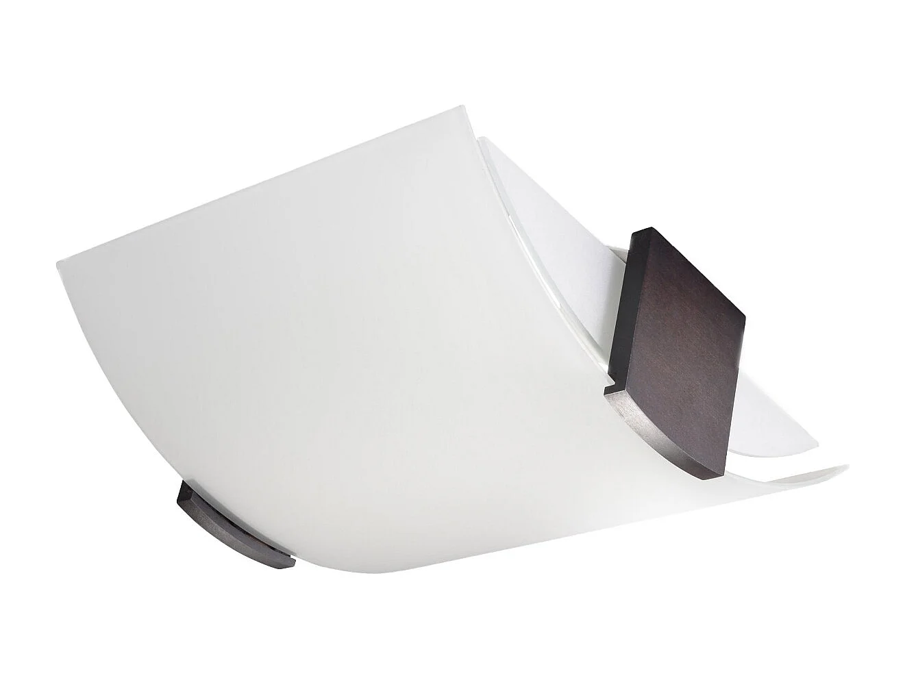 Plafonniers Nerilo moderne en bois/verre - 2 sources lumineuses 4000K - L.30 x H.14 cm - wengé/blanc