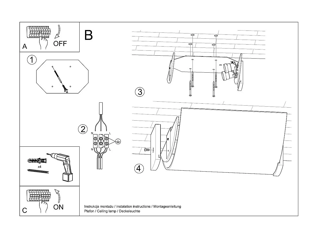 Plafonniers Nerilo moderne en bois/verre - 2 sources lumineuses 4000K - L.30 x H.14 cm - wengé/blanc