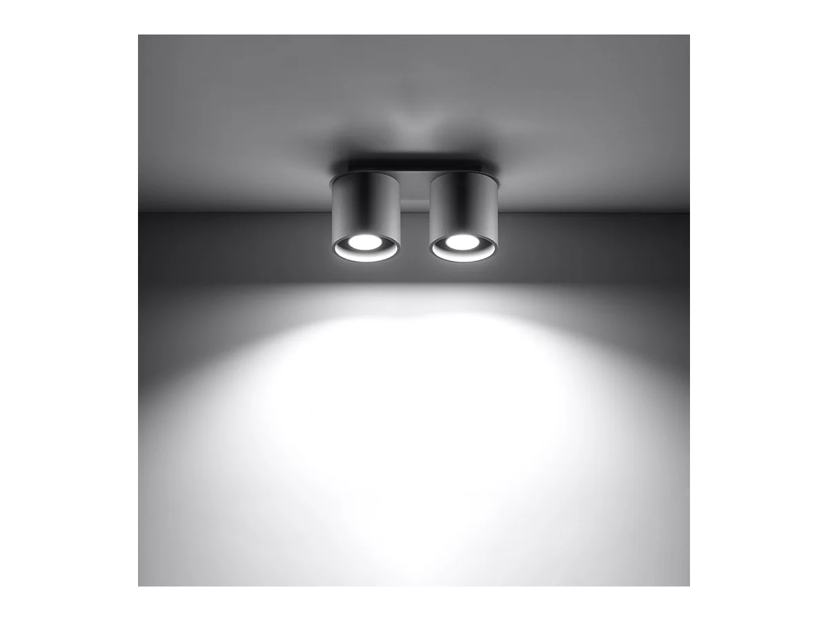 Lámparas de techo Celeris moderno de aluminio - 2 fuentes luminosas 4000K - L.26 x A.12 cm - gris