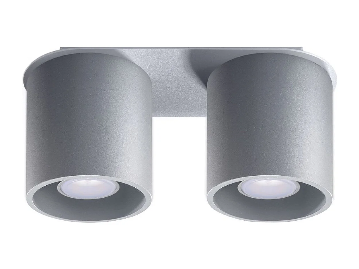 Plafonniers Celeris moderne en aluminium - 2 sources lumineuses 4000K - L.26 x H.12 cm - gris