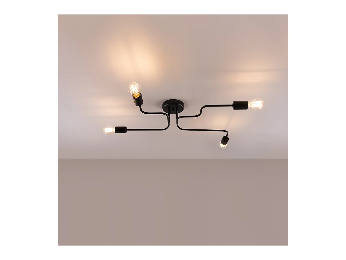 Plafondlampen Infinix industrieel van  - 4 lichtbronnen 4000K - L.78 x H.15,5 cm - zwart