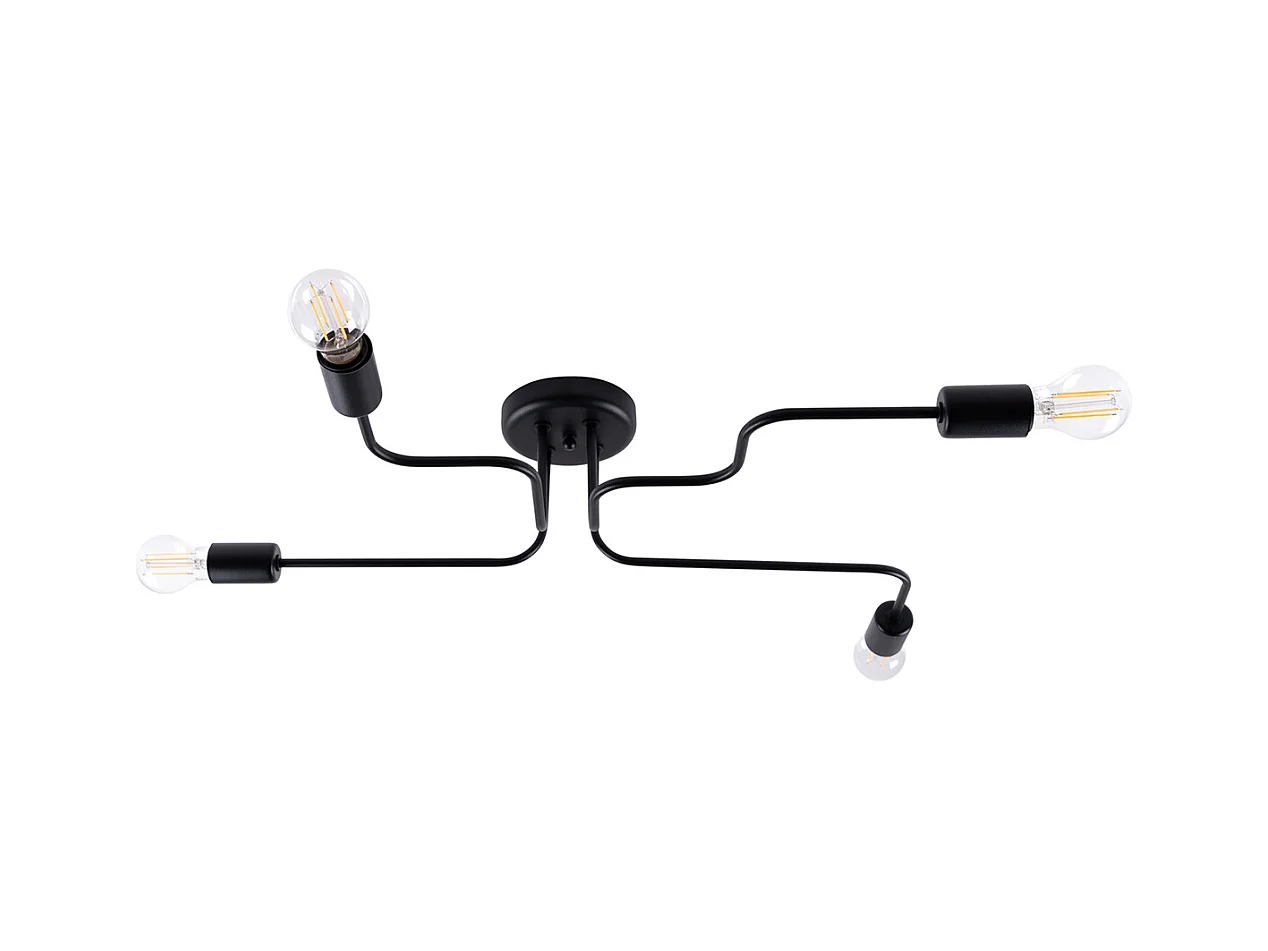 Plafondlampen Infinix industrieel van  - 4 lichtbronnen 4000K - L.78 x H.15,5 cm - zwart