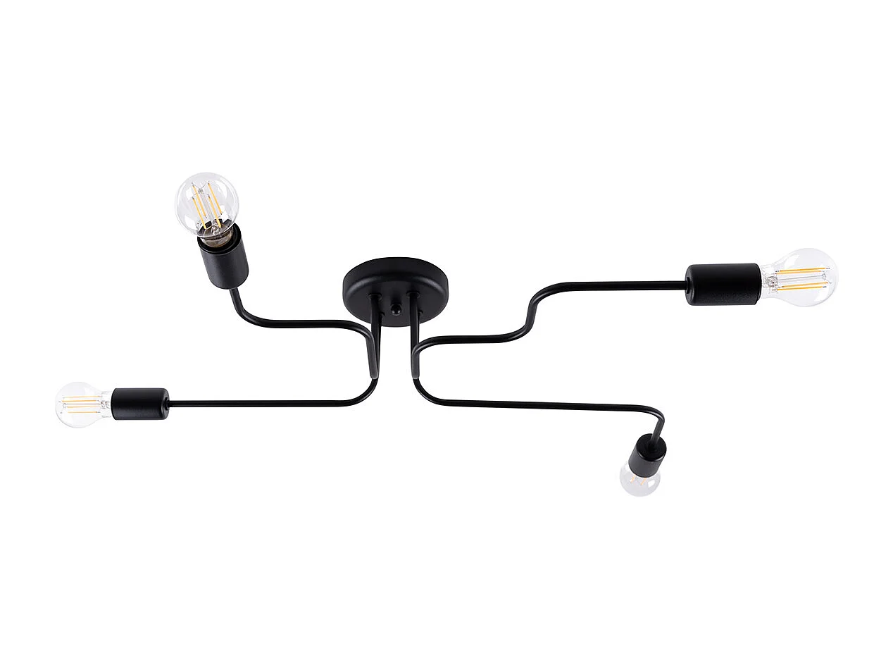 Plafonniers Infinix industriel en acier - 4 sources lumineuses 4000K - L.78 x H.15,5 cm - noir