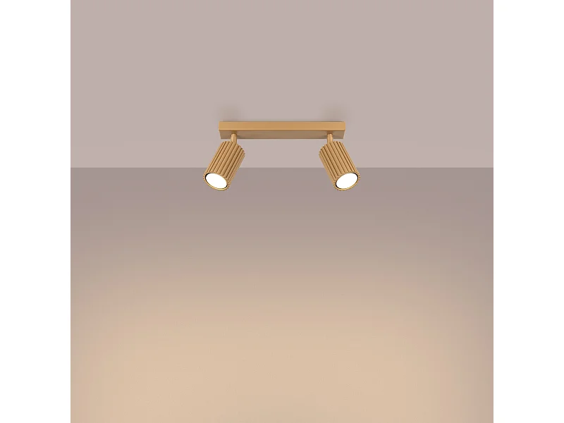 Luminária de teto Gloow minimalista, alumínio - 2 fontes de luz 3000K - L.30 x H.16.5 cm - dourado