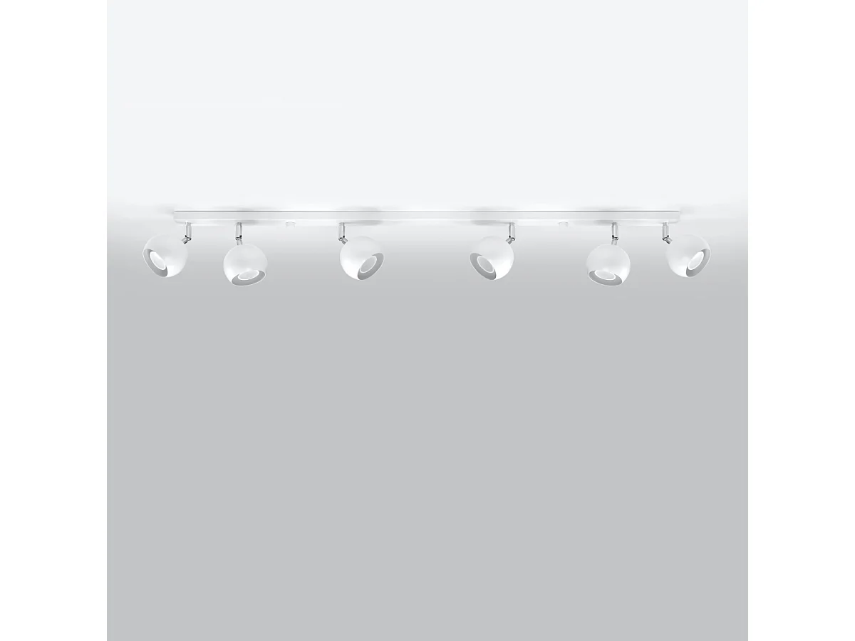 Plafonniers Rayis moderne en acier - 6 sources lumineuses 4000K - L.118 x H.16 cm - blanc