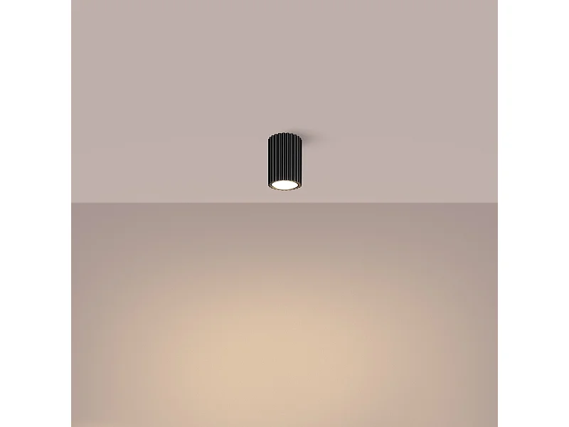 Plafonnier Gloow minimaliste en aluminium - 1 sources lumineuses 3000K - L.6,5 x H.10 cm - noir