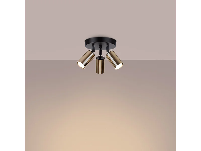 Plafonniers Glois moderne en acier - 3 sources lumineuses 3000K - L.19,5 x H.20 cm - or noir
