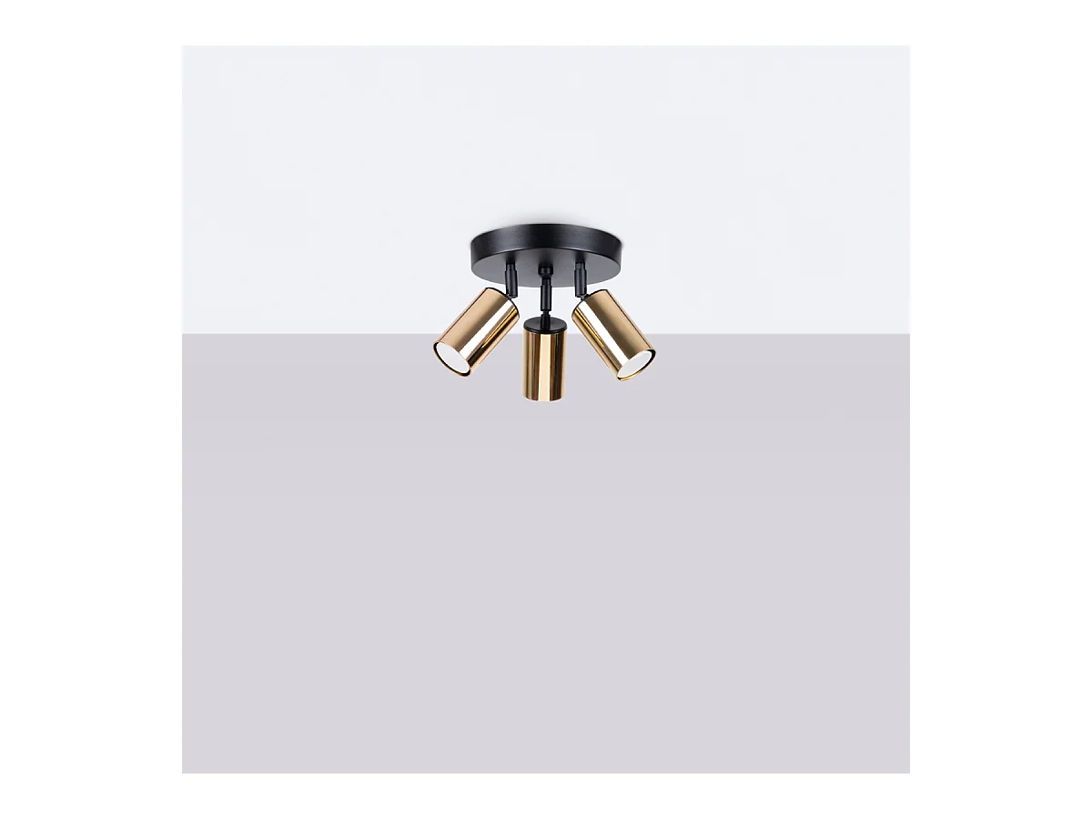 Plafonniers Glois moderne en acier - 3 sources lumineuses 3000K - L.19,5 x H.20 cm - or noir