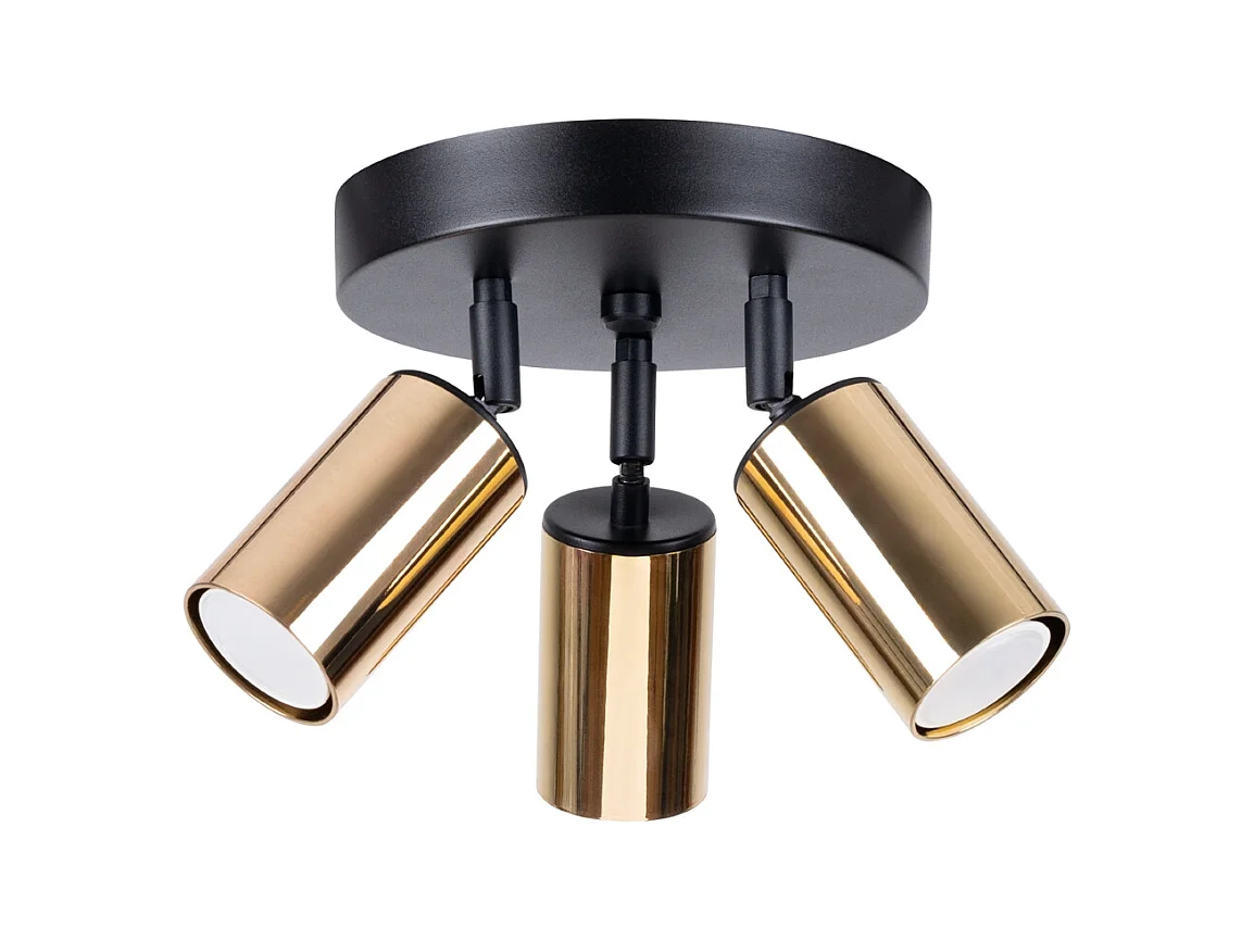 Plafonniers Glois moderne en acier - 3 sources lumineuses 3000K - L.19,5 x H.20 cm - or noir