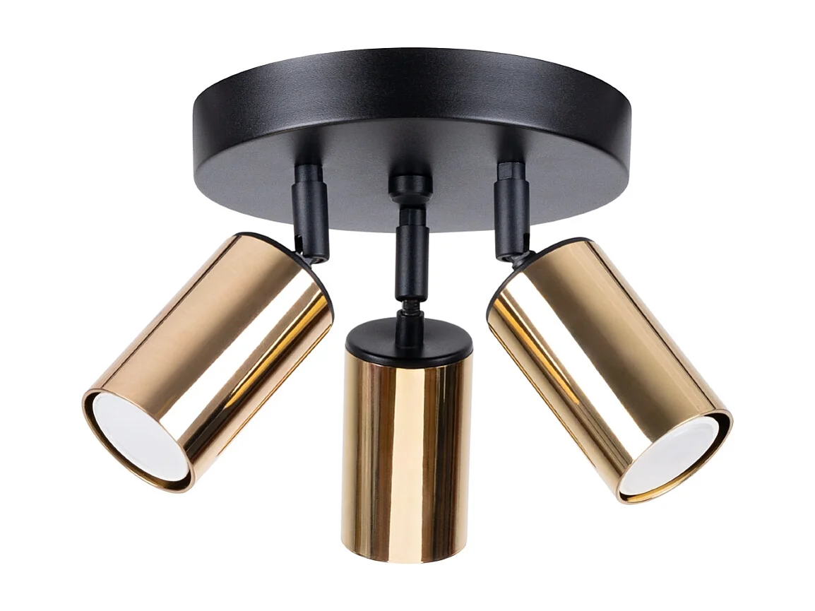 Plafonniers Glois moderne en acier - 3 sources lumineuses 3000K - L.19,5 x H.20 cm - or noir