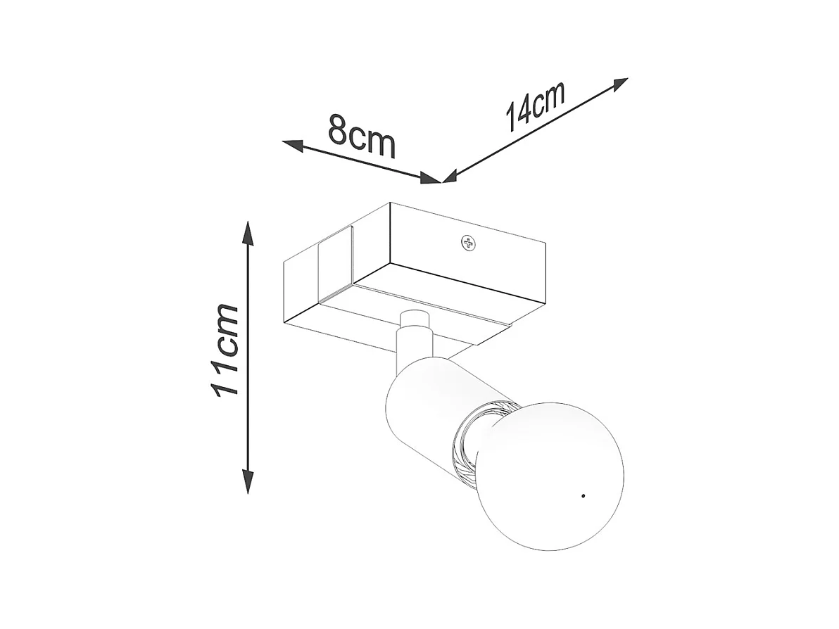 Plafony nowoczesny Shad, stal/drewno - 1 źródło światła 4000K - L.14 x H.11 cm - czarny/drewno