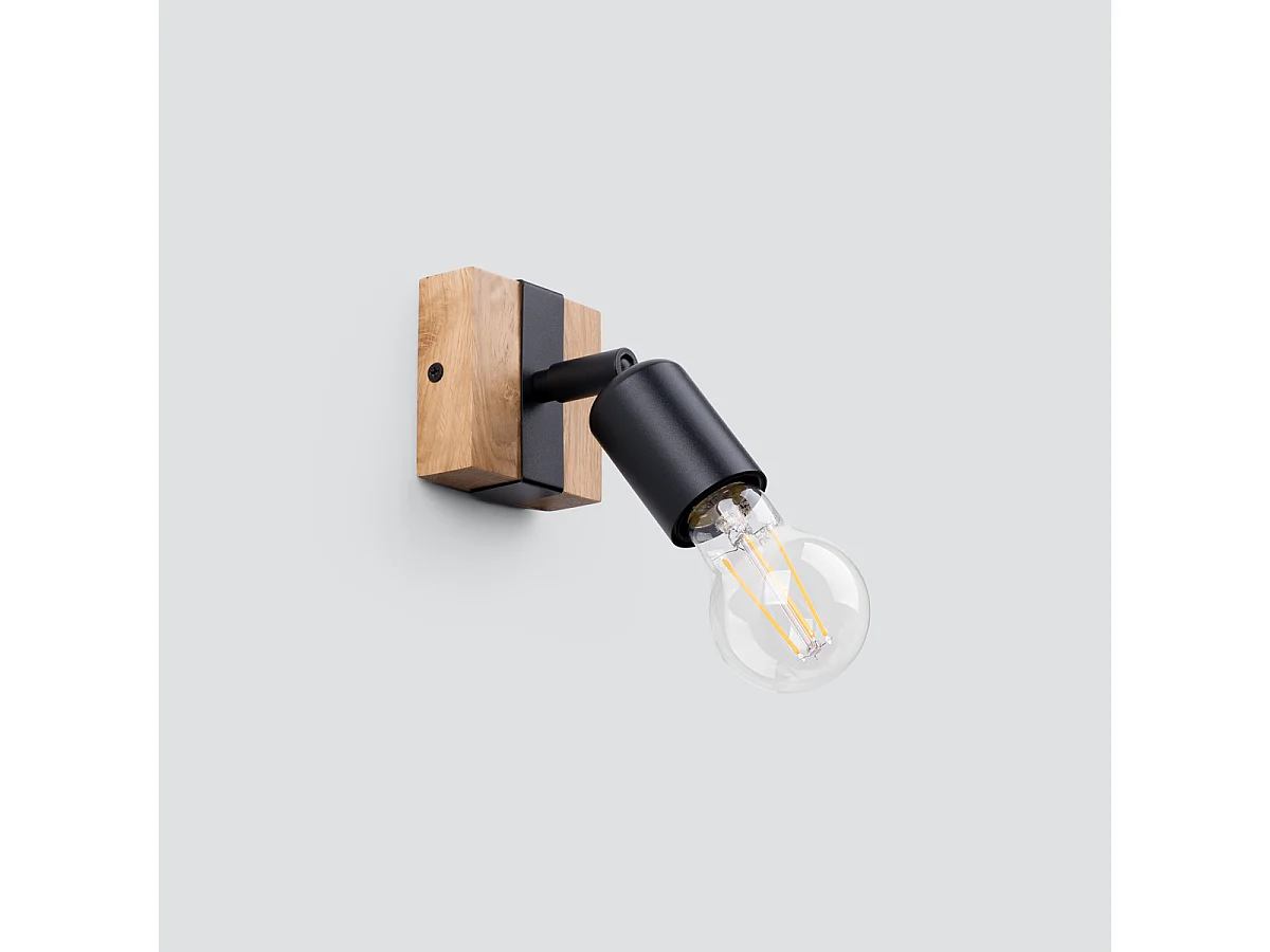 Plafonniers Shad moderne en acier/bois - 1 sources lumineuses 4000K - L.14 x H.11 cm - bois noir