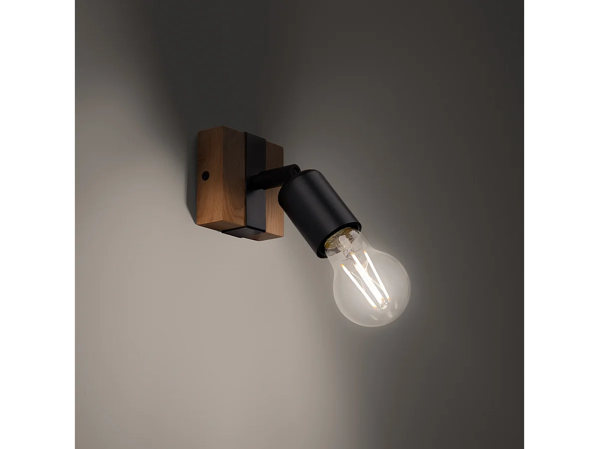 Plafonniers Shad moderne en acier/bois - 1 sources lumineuses 4000K - L.14 x H.11 cm - bois noir