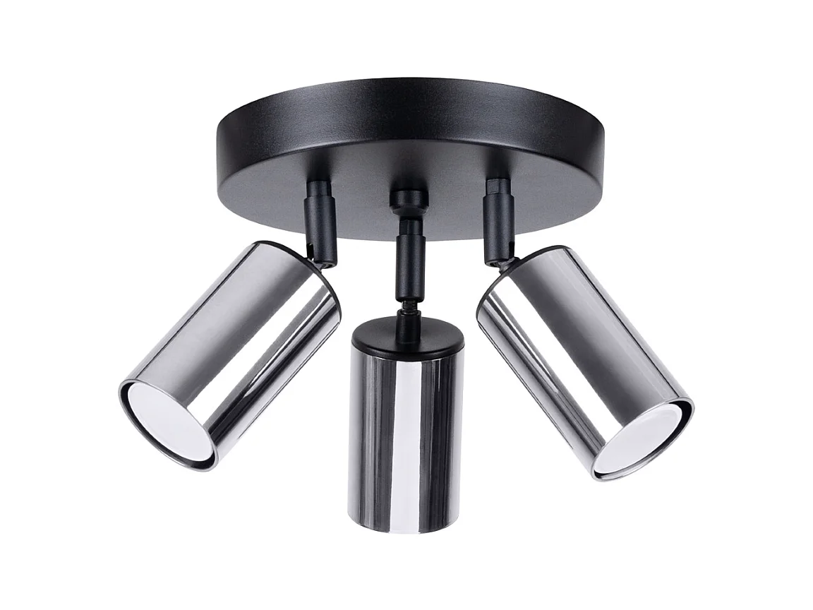 Luminárias de teto Glois moderno, aço - 3 fontes de luz 3000K - L.19.5 x H.20 cm - preto/cromado