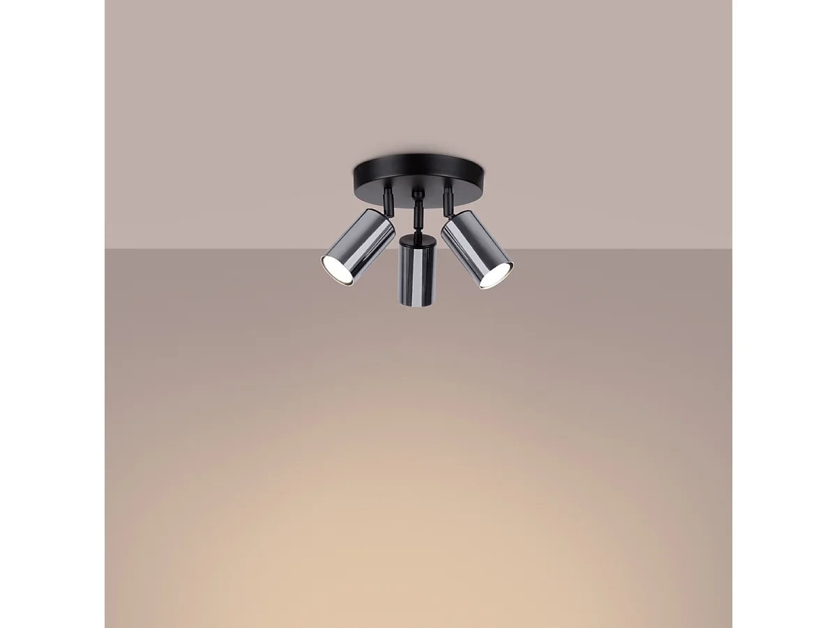 Plafonniers Glois moderne en acier - 3 sources lumineuses 3000K - L.19,5 x H.20 cm - noir/chromé