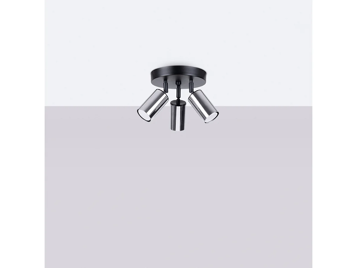 Plafonniers Glois moderne en acier - 3 sources lumineuses 3000K - L.19,5 x H.20 cm - noir/chromé