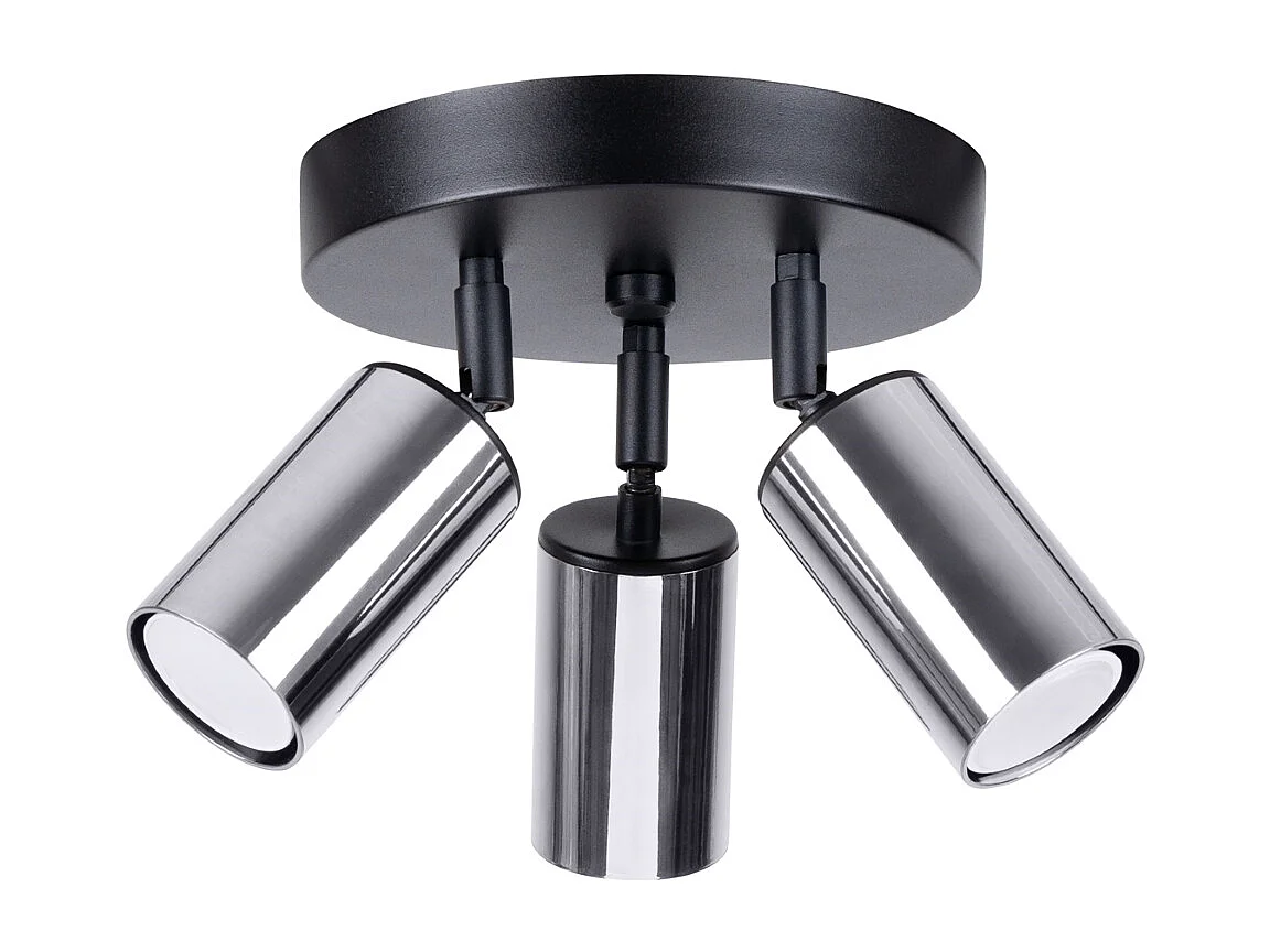 Plafonniers Glois moderne en acier - 3 sources lumineuses 3000K - L.19,5 x H.20 cm - noir/chromé