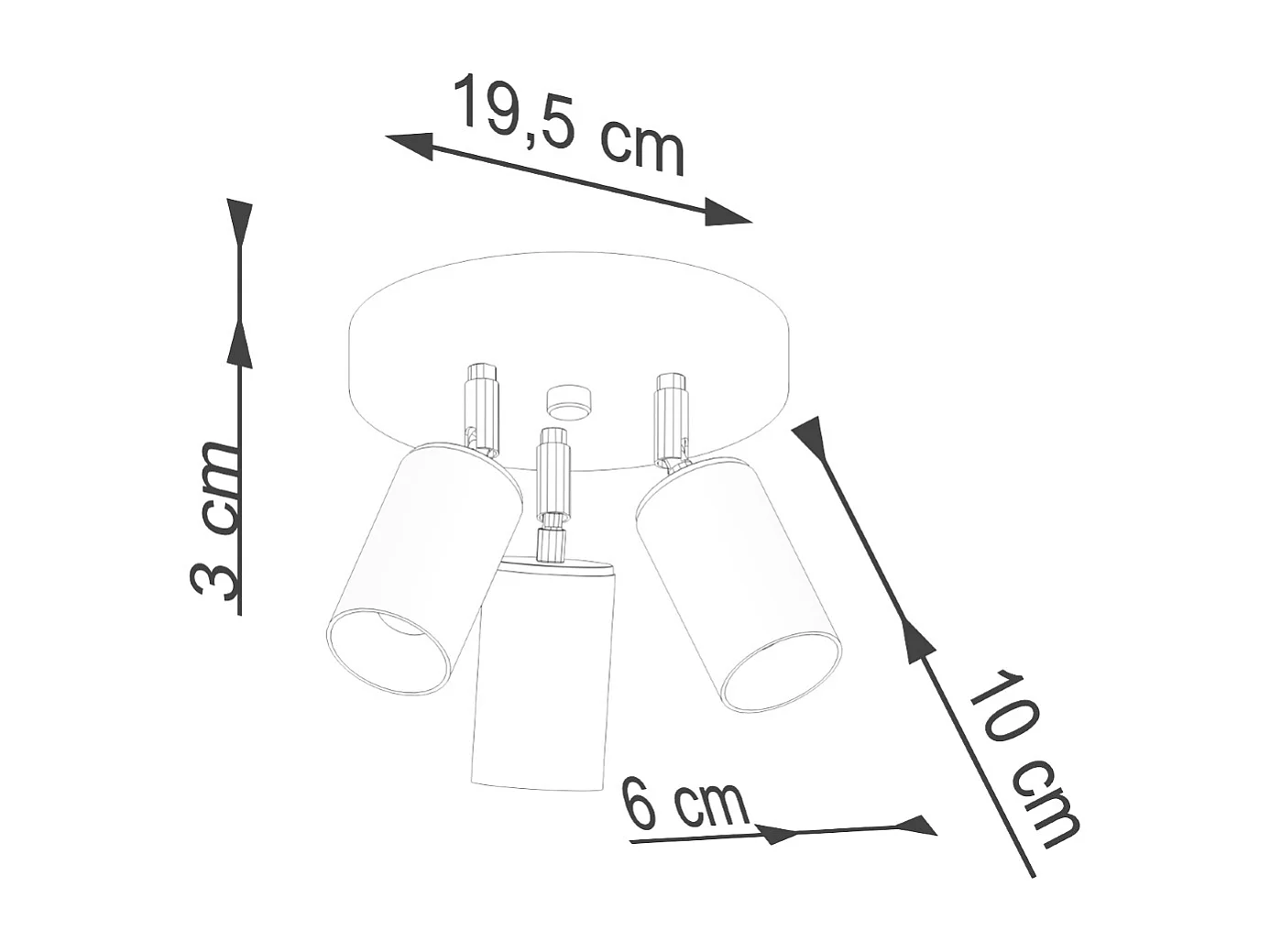 Plafonniers Glois moderne en acier - 3 sources lumineuses 3000K - L.19,5 x H.20 cm - noir/chromé