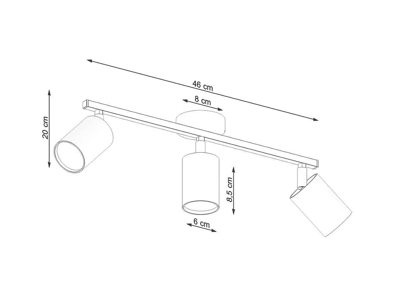 Plafondlampen Torim minimalistisch van  - 3 lichtbronnen 4000K - L.46 x H.20 cm - zwart